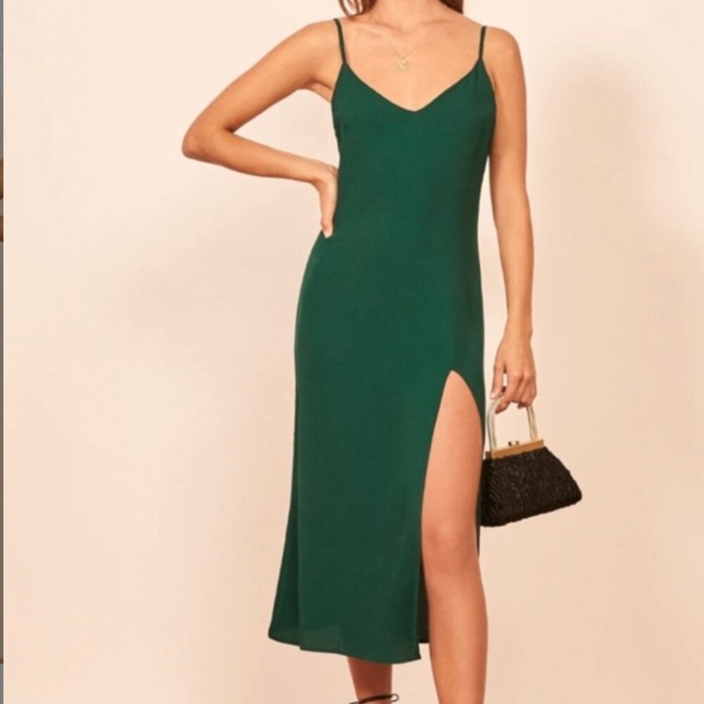 Reformation | Midi length Emerald Green Dress | Extra Large